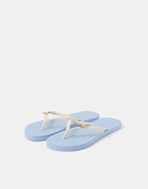 Stripe Starfish Flip Flops, Blue (BLUE), large