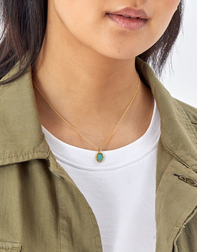 14ct Gold-Plated Healing Stone Amazonite Necklace, , large
