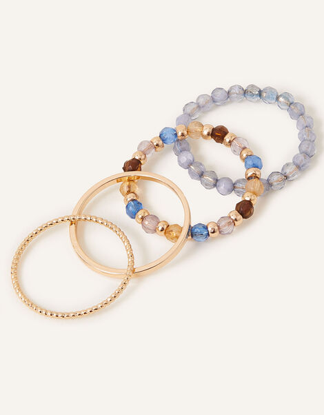 Beaded Rings 4 Pack, Blue (BLUE), large