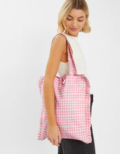 Gingham Shopper Bag, , large