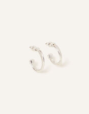 Sterling Silver-Plated Thin Twisted Hoops, , large