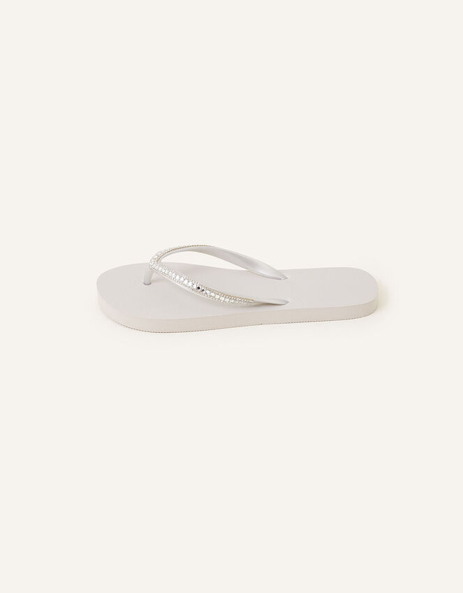 Embellished Flip Flops, Silver (SILVER), large