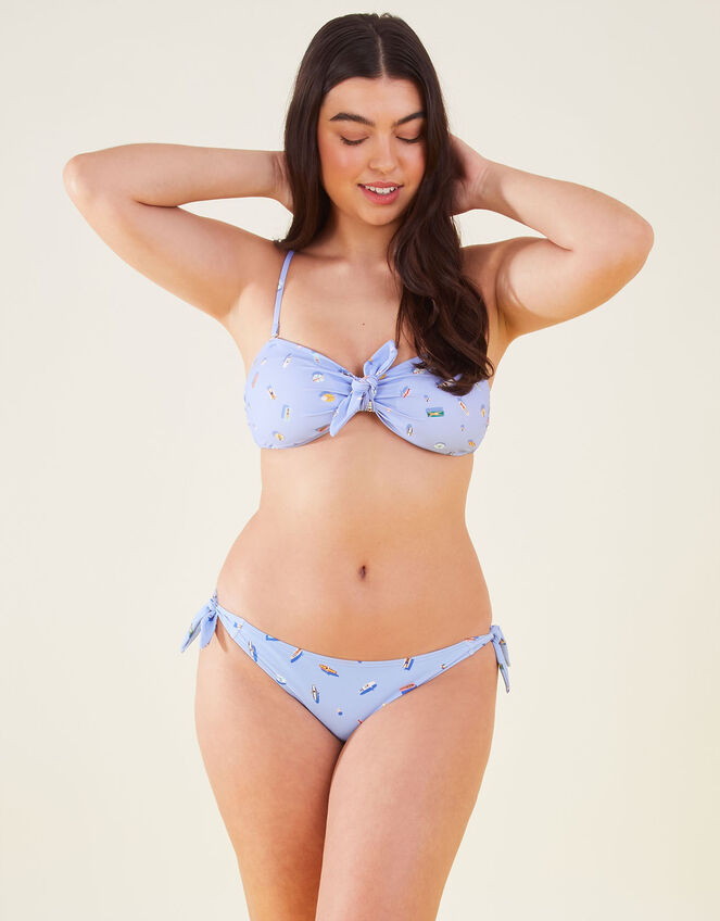 Funshine Print Bunny Tie Bandeau Bikini Top, Blue (LIGHT BLUE), large