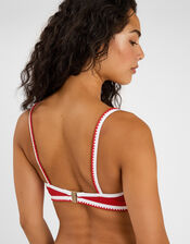 Blanket Stitch Bikini Top, Red (RED), large
