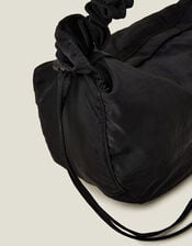 Ruched Strap Sling Bag, Black (BLACK), large