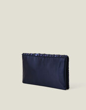 Metallic Embellished Clutch Bag, Blue (NAVY), large