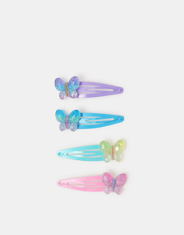 4-Pack Girls Sparkle Butterfly Hair Clips, , large