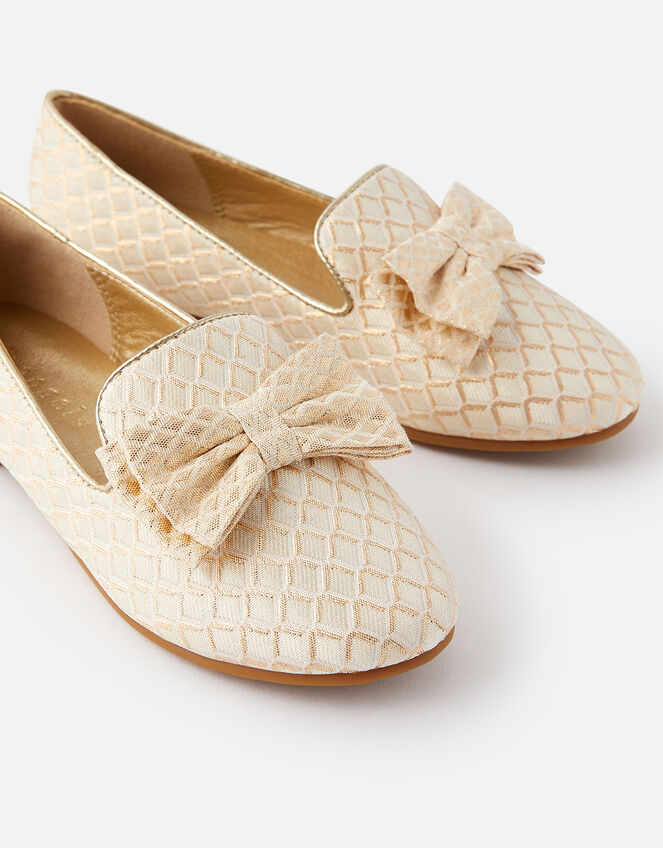 Jacquard Bow Slippers , Gold (GOLD), large