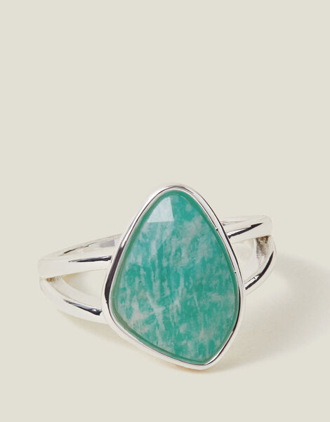 Sterling Silver-Plated Amazonite Ring, Silver (ST SILVER), large