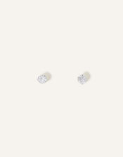 Sterling Silver Solitaire Earrings, , large