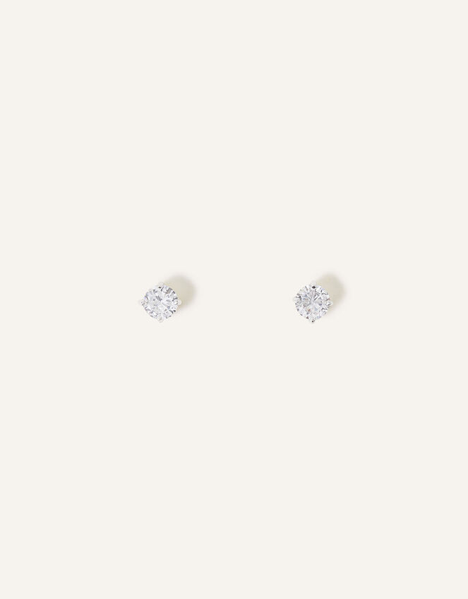 Sterling Silver Solitaire Earrings, , large