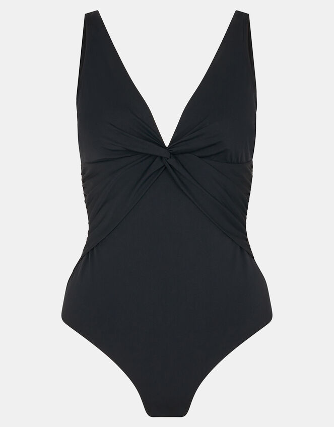 Knot Front Shaping Swimsuit, Black (BLACK), large