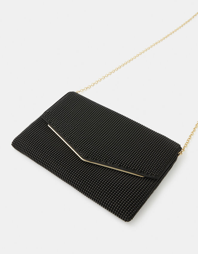 Embellished Envelope Clutch Bag, Black (BLACK), large