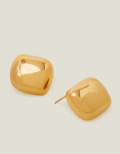 14ct Gold-Plated Stainless Steel Button Earrings, , large
