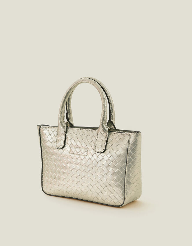 Woven Metallic Handbag, , large