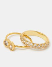 2-Pack 14ct Gold-Plated Mix Diamant&eacute; Rings, Gold (GOLD), large