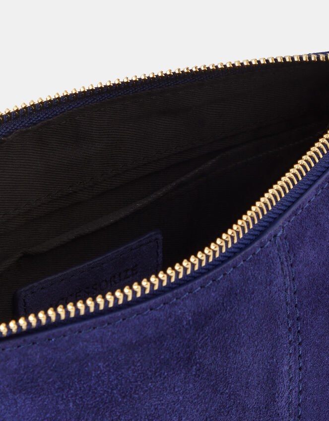 Leather Crossbody Handbag, Blue (COBALT), large