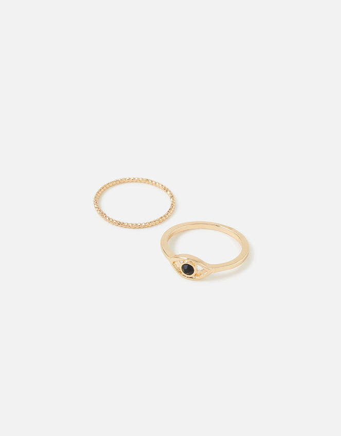 Evil Eye Stacking Rings Set of Two, Black (BLACK), large