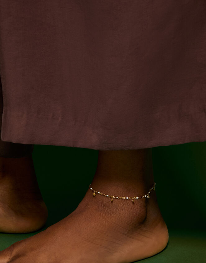Stainless Steel Diamanté Charm Anklet, , large
