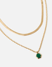 Mixed Chain Enamel Pendant Layered Necklace, , large