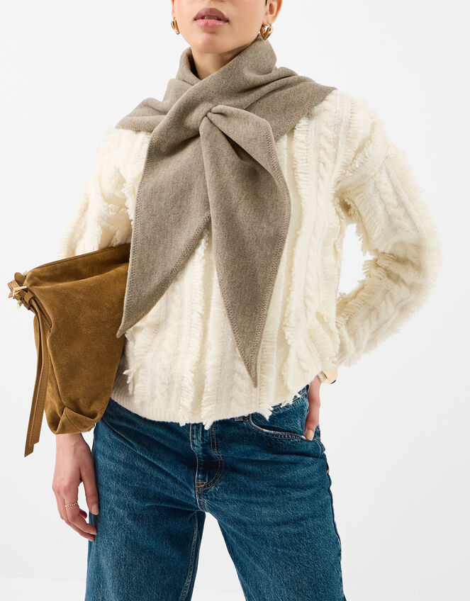 Large Knitted Triangle Scarf, , large