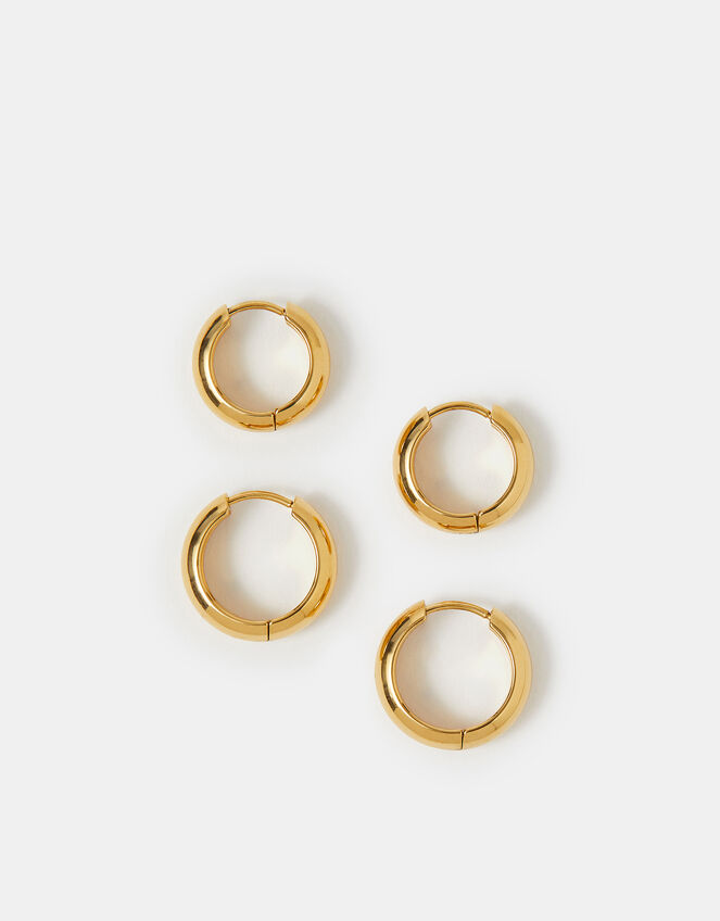 2-Pack Stainless Steel Chunky Hoop Earrings, , large