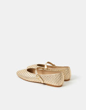 Woven Mary Jane Ballet Flats, Gold (GOLD), large