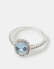 Cubic Zirconia Halo Engagement Ring, Blue (BLUE), large