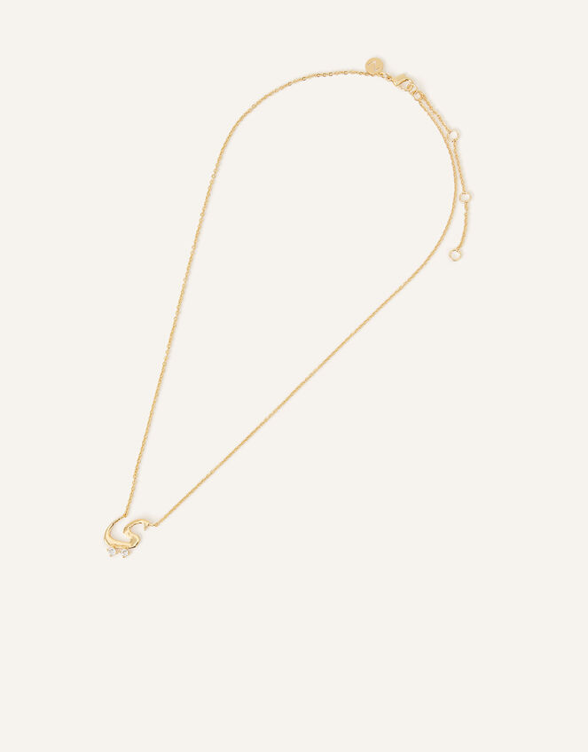 14ct Gold-Plated Arabic Initial Pendant Necklace - Y (Yaa), , large