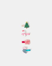 4-Pack Girls Christmas Hair Clips, , large