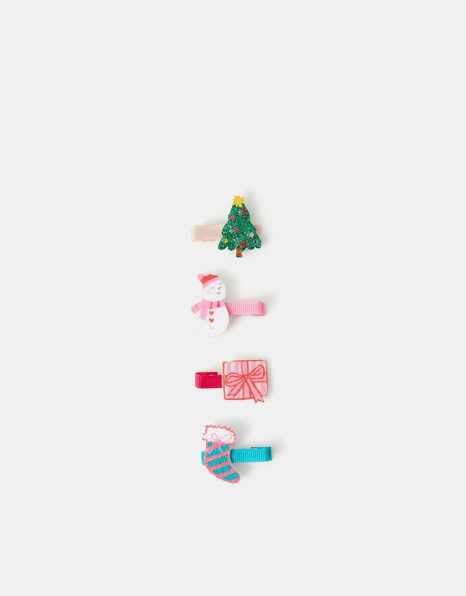4-Pack Girls Christmas Hair Clips, , large