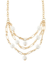 Pearl and Chain Collar Necklace, , large