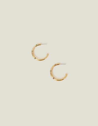 14ct Gold-Plated Bamboo Hoop Earrings, , large