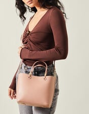 Smooth Faux Leather Handbag, , large