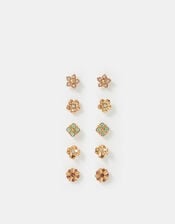 5-Pack Flower Stud Earrings, , large