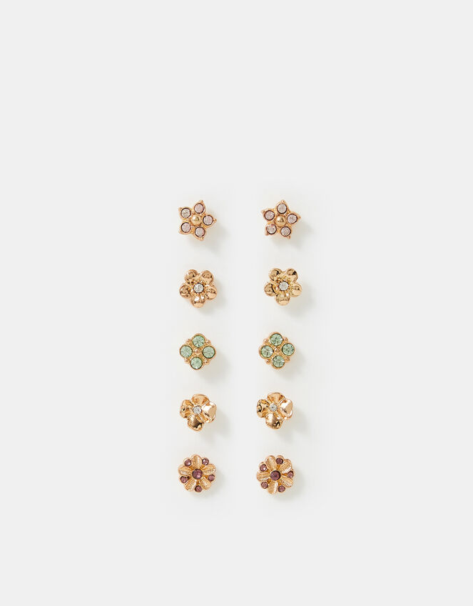 5-Pack Flower Stud Earrings, , large