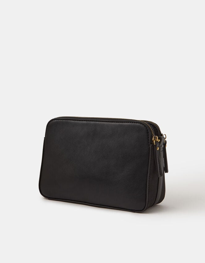 Classic Double Zip Crossbody Bag, Black (BLACK), large