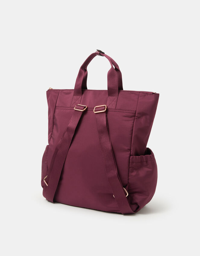 Top Handle Nylon Backpack, Red (BURGUNDY), large