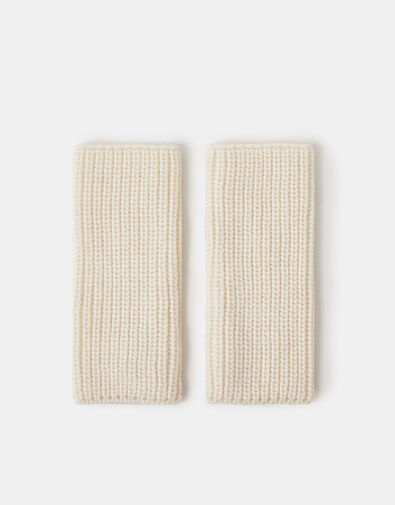 Ribbed Cut Off Gloves, Natural (NATURAL), large