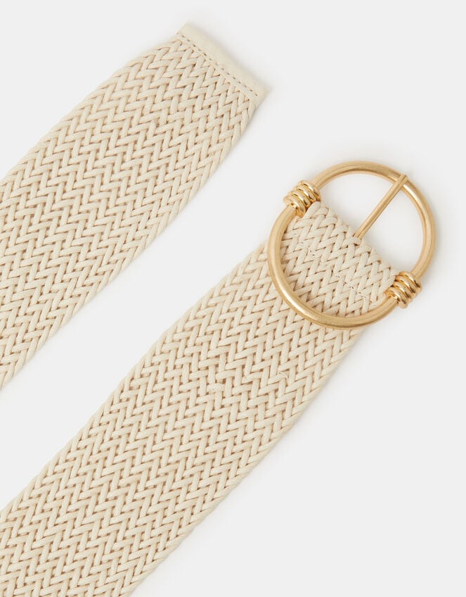 Wide Woven Belt, Cream (CREAM), large