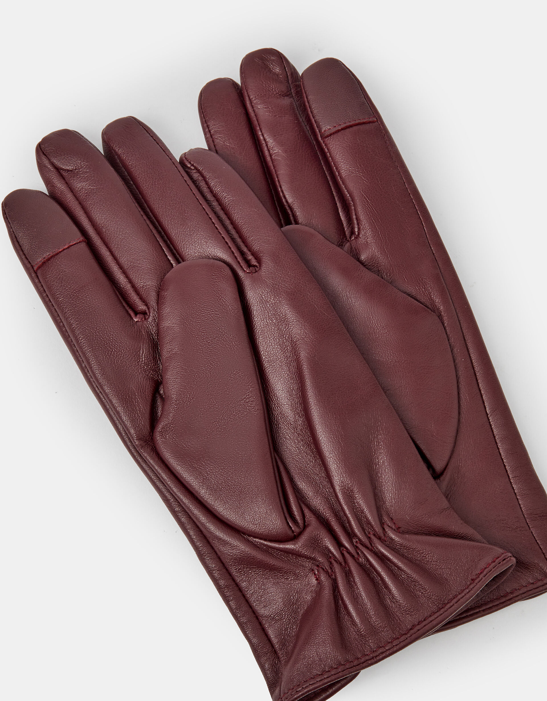 Fleece Lined Touchscreen Leather Gloves Red | Gloves | Accessorize UK