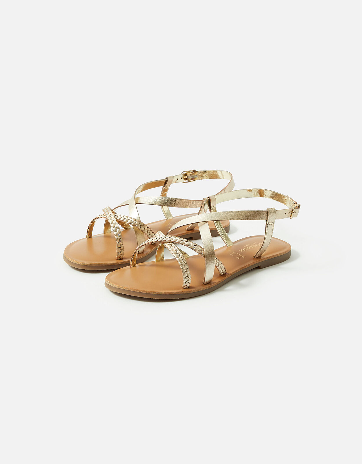 Tuscan Leather Plaited Sandals Gold Sandals Flip Flops