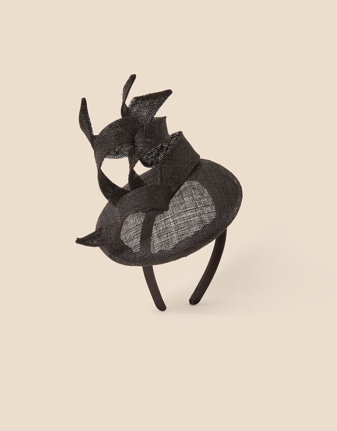 Twirl Sin Band Fascinator, Black (BLACK), large