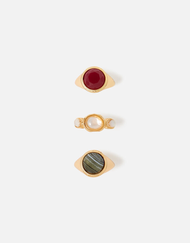 Berry Blush Stone Signet Ring Multipack, Red (BERRY), large
