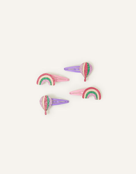 Girls Hot Air Balloon Hair Clips 4 Pack, , large