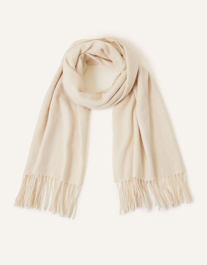 Tassel Blanket Scarf, Natural (NATURAL), large