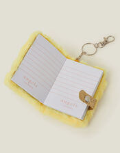 Girls Faux Fur Bee Keychain Notebook, , large