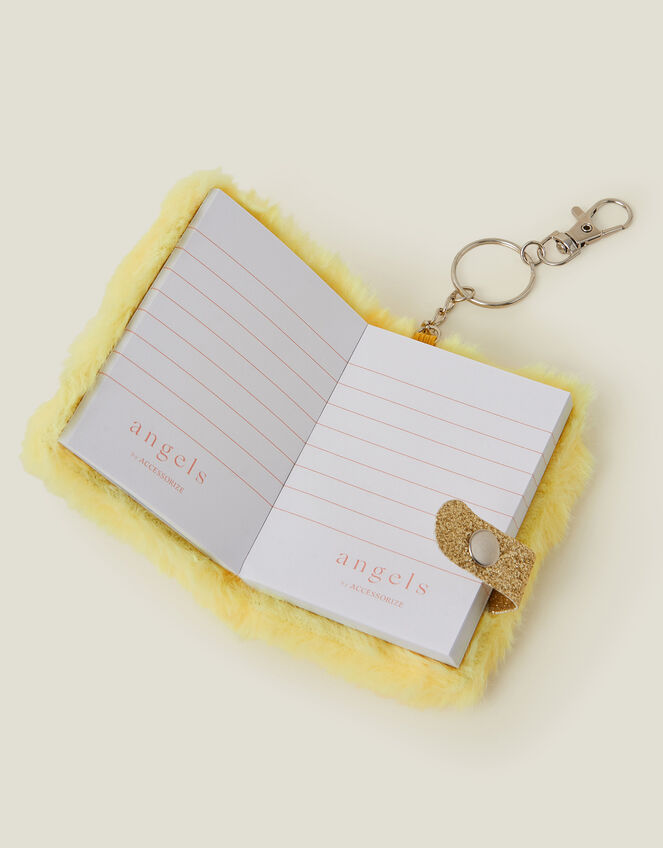 Girls Faux Fur Bee Keychain Notebook, , large