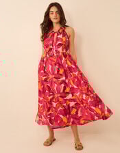 Halter Neck Floral Print Midi Dress, Multi (BRIGHTS MULTI), large