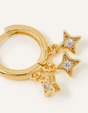 14ct Gold-Plated Single Sparkle Star Huggie Hoop, , large